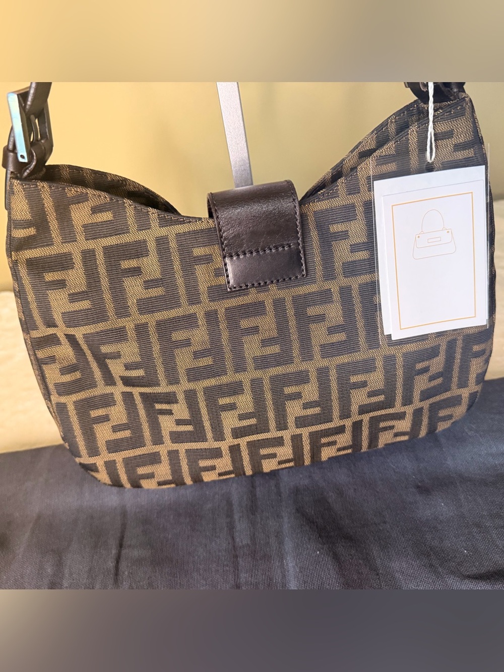 Fendi Brown and Black Zucca Canvas Mamma Baguette Shoulder Bag - Picture 8 of 16